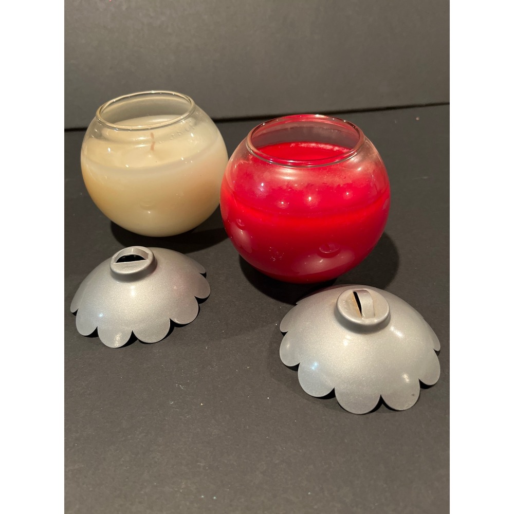 Candle-lite Christmas Ornament Jar Candles -2- Cinnamon & Mint 9.5oz Red White - Picture 4 of 7
